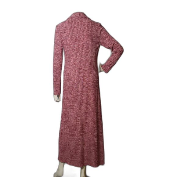 SHEIN Long Sleeve Ribbed Knit Button Front Maxi Dress Marled Knit Dusty Pink XL - Picture 7 of 8